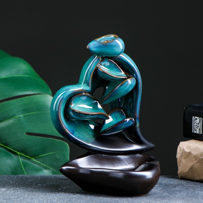 Подставка для благовоний "Сердце" зеленое, 13х9х16см