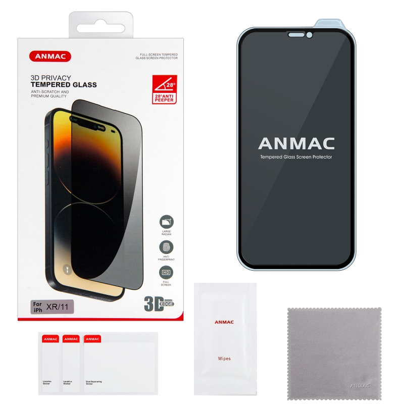 Защитное стекло iPh XR/11 ANMAC 3D Privacy с сеточкой Арт. 1137252