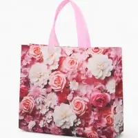 Сумка для покупок Цветы, 32*10*26. отд без молнии,  розовый