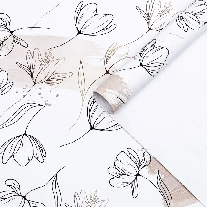 Бумага упаковочная, глянцевая &laquo; Цветочный нюд&raquo;, 40&times;60 см