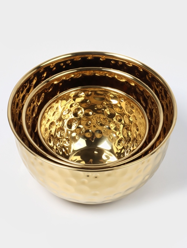 Набор мисок-салатников из нержавеющей стали 16/20/24 см, цвет золотой