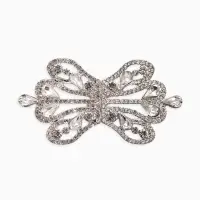 Зажим для кардигана "Ажур", корона империи, цвет белый в серебре