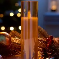 Светодиодная свеча "Золотистая" 20х5.5 см, AAx2 (не в компл.), Т/БЕЛЫЙ