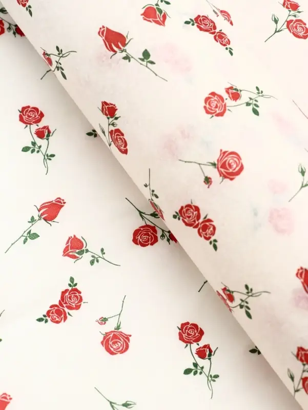Бумага упаковочная тишью, &laquo;Садовые розы&raquo;, кремовый, 50 см &times; 70 см 17 грамм