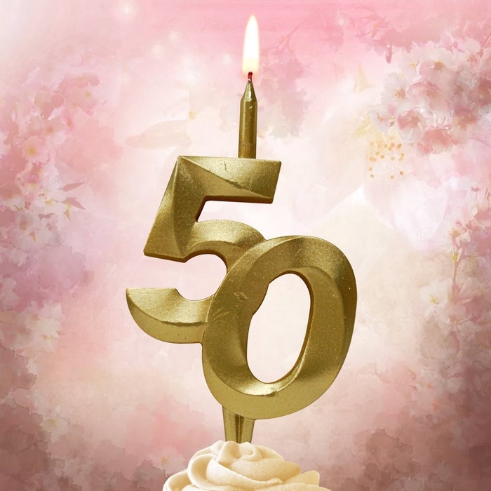 Свеча в торт &laquo;Юбилейная&raquo;, цифра 50, золотая