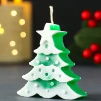 Свеча новогодняя "Ёлочка с огоньками" 60х70 мм, зелёный