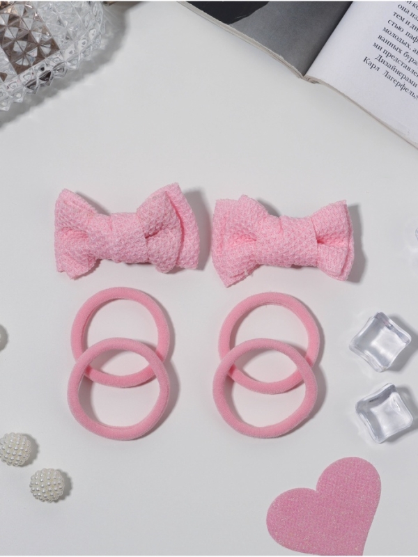 Набор для волос "Школьница галант" (4 резинки 3,5 см, 2 зажима 6 см) элит, розовый