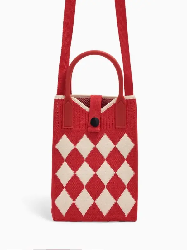 Сумка подр Ромбы, 12*4*17, отд на кнопке, дл ремень, красный