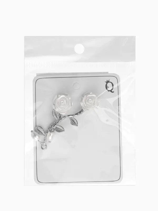 Серьги "Цветок розы", цвет белый в серебре