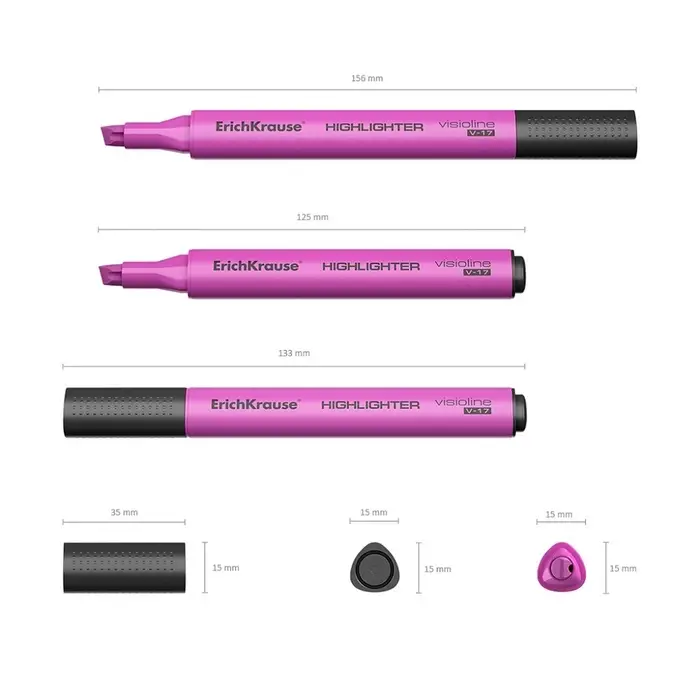 Маркер текстовыделитель ErichKrause Visioline V-17, 0.6-4.5 мм, чернила на водной основе, розовый
