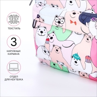 Рюкзак школьный из текстиля на молнии, 3 кармана, пенал, цвет розовый