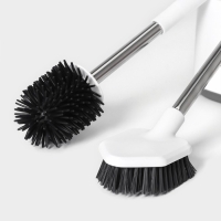 Ёршик для унитаза SAVANNA, силиконовый с щёткой, 18,9&times;12&times;40,5 см цвет белый