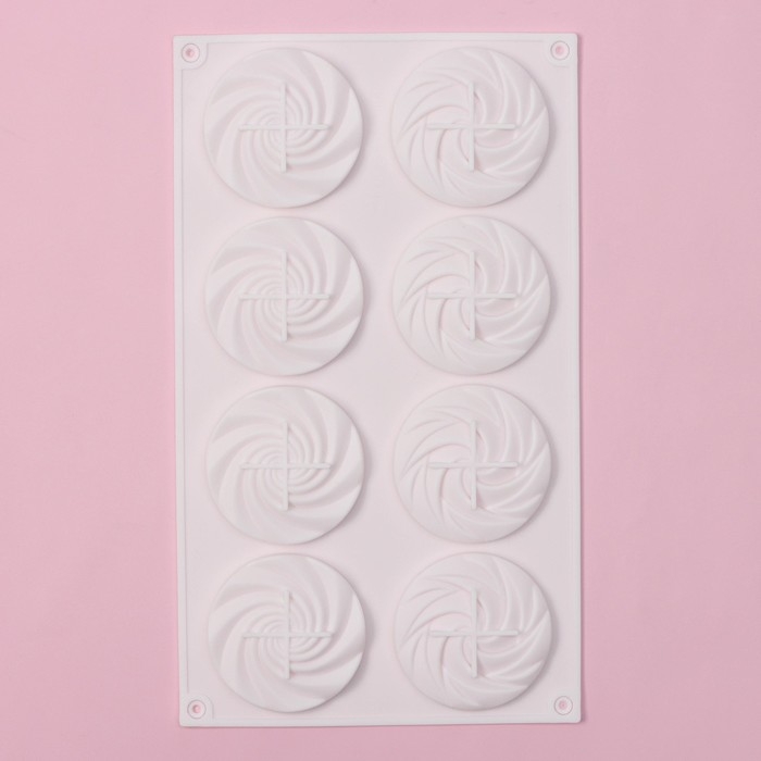 Форма для выпечки Доляна &laquo;Сладости.Завиток&raquo;, силикон, 8 ячеек, 29,5&times;17&times;1,5 см, цвет белый