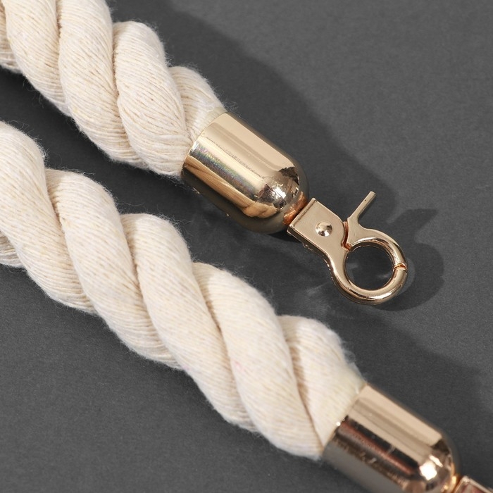 Ручка для сумки, канат, 60 &times; 1,5 см, с карабинами, цвет кремовый/золотой