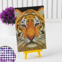 Алмазная мозаика с частичным заполнением на подставке &laquo;Тигр&raquo;, 13 х 19 см, картон