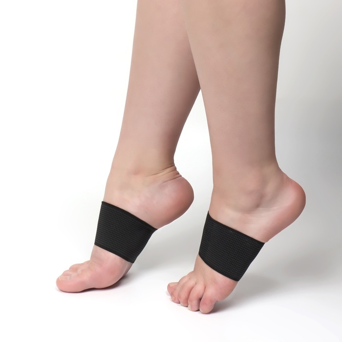 Супинаторы для обуви, амортизирующие, на манжете, текстильные, 10 &times; 9 см, пара, цвет чёрный