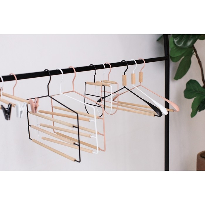 Плечики - вешалка для брюк и юбок LaDо́m Laconique, 36,5&times;31&times;1,1 см, многоуровневая, цвет розовый