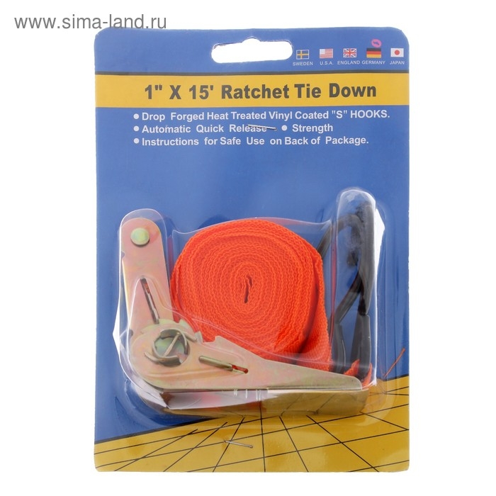 Стяжка груза 4 м, ширина ленты 25 мм, 500 кг