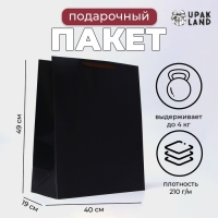 Пакет ламинированный вертикальный "Черный", XL 40 &times; 49 &times; 19 см