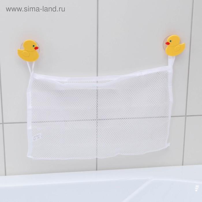 Сетка для игрушек и мелочей на присосках Доляна &laquo;Утята&raquo;, 38&times;27 см