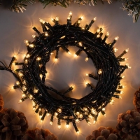Гирлянда &laquo;Нить&raquo; 7 м, IP20, тёмная нить, 180 ламп, свечение тёплое белое, 8 режимов, 220 В