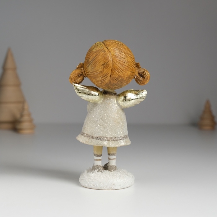 Сувенир полистоун "Ангелочек с хвостиками, в сером платье" МИКС 6,5х4,5х12 см