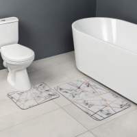 Набор ковриков для ванной и туалета Доляна &laquo;Мрамор&raquo;, 2 шт, 50&times;80 см, 40&times;50 см