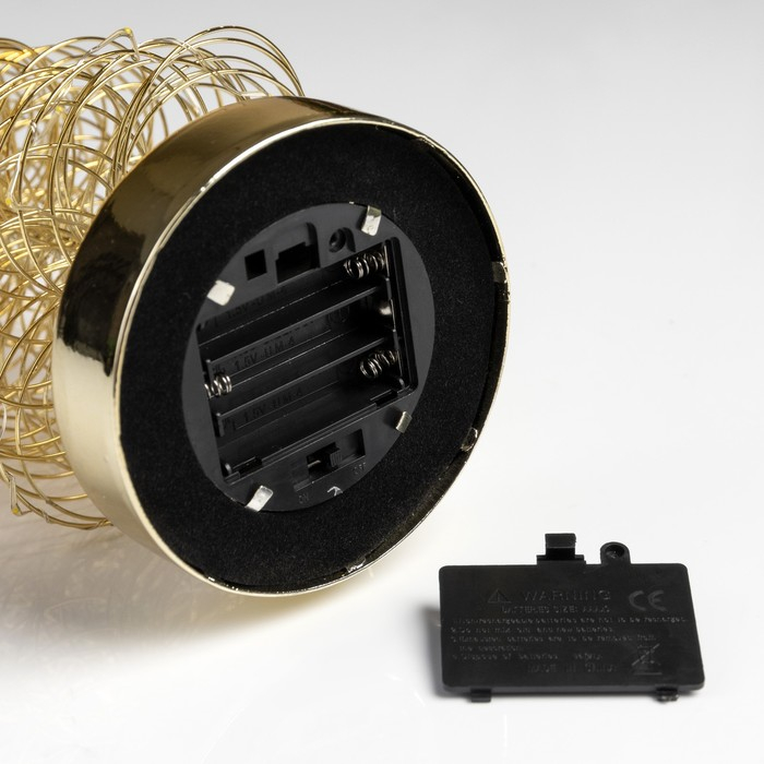 Светодиодная фигура &laquo;Ёлка плетёная&raquo; 10 &times; 38 &times; 10 см, металл, батарейки АААх3 (не в комплекте), свечение тёплое белое