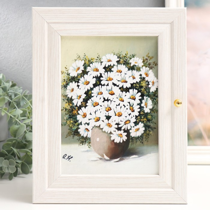 Ключница "Ромашки" 19х24 см молочный дуб МИКС