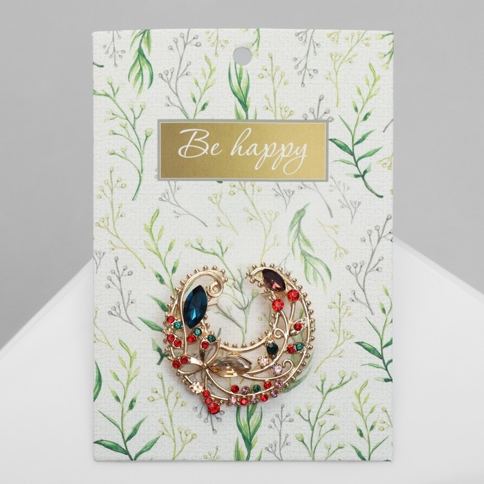 Брошь &laquo;Подкова самоцветная&raquo;, цветная в золоте