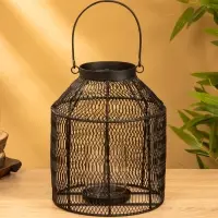 Подсвечник фонарь со стеклянной колбой 20х20х26 см, d 9 см, металл, цв. черный