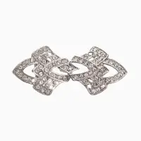 Зажим для кардигана "Ажур", винтажные пики, цвет белый в серебре