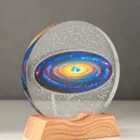 Сувенир стекло свет "Диск. Млечный путь" 5хLED d=10 см, USB, цветной 10х4х11,4 см