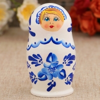 Матрёшка &laquo;Гжель&raquo;, белое платье, 5 кукольная, 10 см