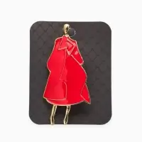 Брошь "Дама в пальто" с эмалью, цвет красный в золоте