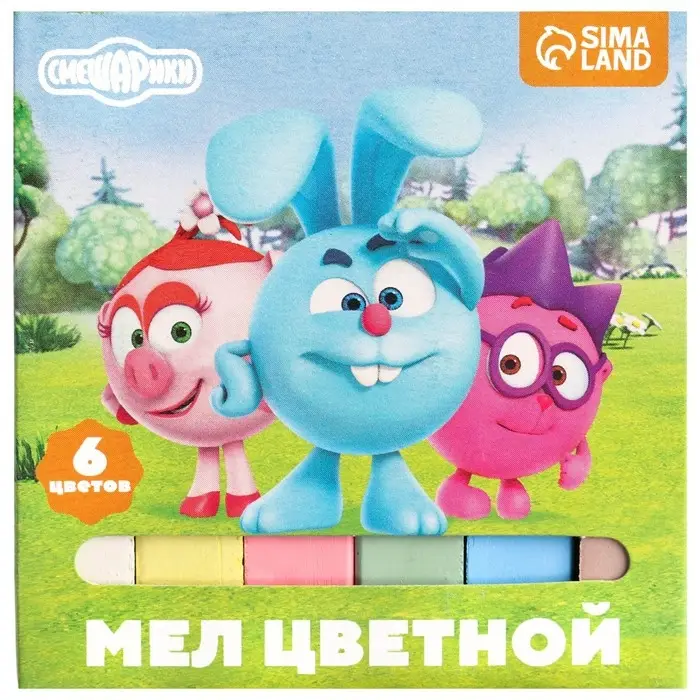 Мелки цветные школьные 6 шт. &laquo;Смешарики&raquo;, прямоугольные