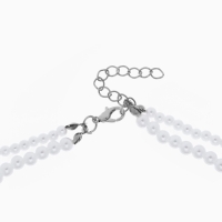 Бусы с жемчугом &laquo;Бусина&raquo; два ряда №4+6, цвет белый в серебре, 50 см