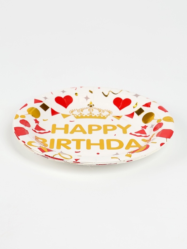 Набор бумажной посуды "С днём рождения", набор 12 шт., цвет белый
