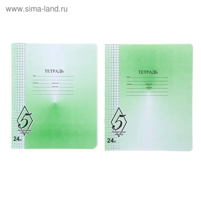 Тетрадь 24 листа клетка &laquo;Великолепная пятёрка&raquo;, бумажная обложка, МИКС