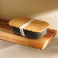 Контейнер для еды стальной SL Home, 21,5&times;12,5&times;6 см, с бамбуковой крышкой