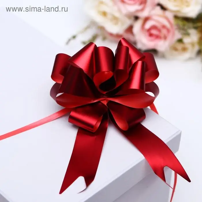 Бант - шар №3 металлик, красный