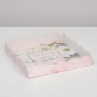 Коробка для печенья, кондитерская упаковка с пластиковой крышкой, &laquo;Радуйся новому дню&raquo;, 18 х 18 х 3 см