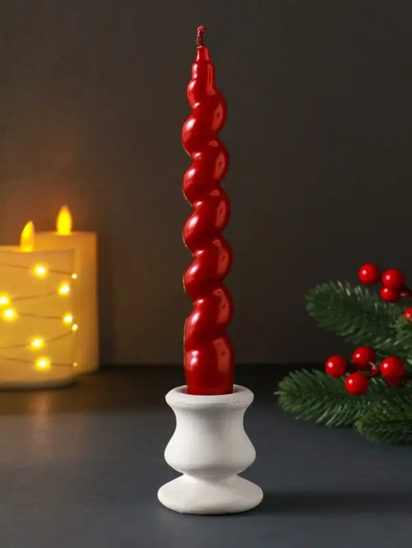 Свеча витая LUXURY, 25&times;170 мм, лакированная, красная
