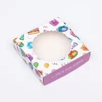 Коробка сборная с окном, &laquo;С Днем Рождения&raquo;, 11.5&times;11.5&times;3 см