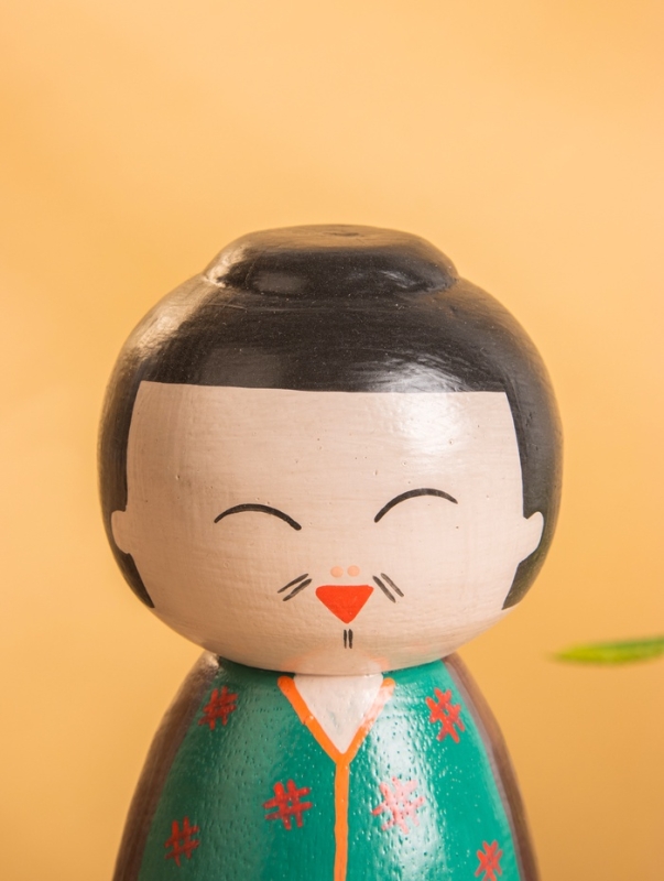 Деревянная кукла кокеши "Фудзико" 9х9х21 см