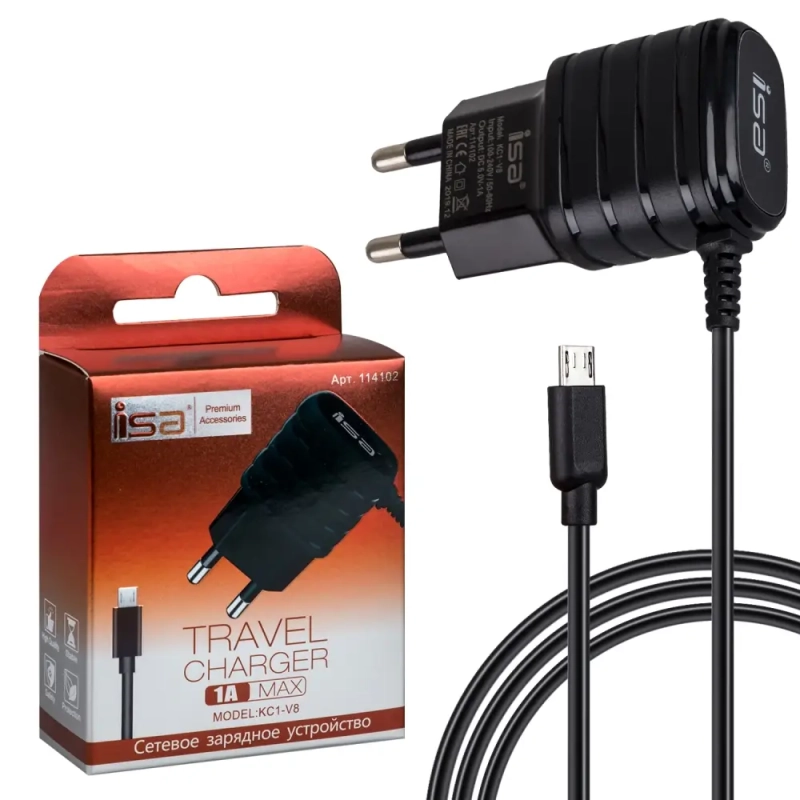 *СЗУ KS1-V8 MicroUSB 1A ISA черное