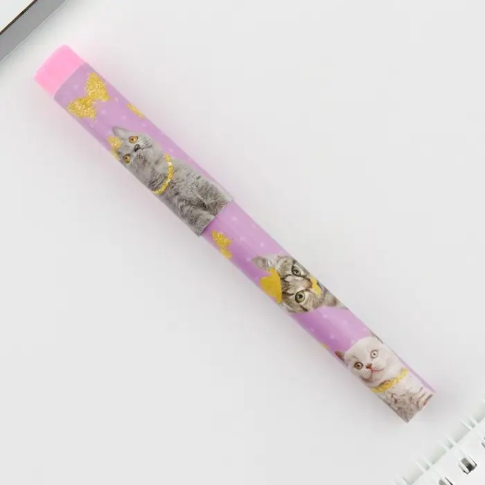 Ручка шариковая синяя паста 0.7 мм с колпачком &laquo;Котики&raquo; пластик