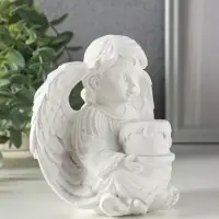 Сувенир полистоун свет "Белоснежный ангел с тортом" 11,8х8х11,5 см