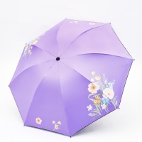 Зонт механический &laquo;Цветы&raquo;, эпонж, 4 сложения, 8 спиц, R = 48/55 см, D = 110 см, цвет МИКС