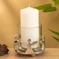 Подсвечник со стеклом "Ангелочки" алюминий 11х11х11 см